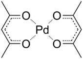 Skeletal formula of palladium(II) acetylacetonate