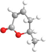 Ball-and-stick model of the parasorbic acid molecule