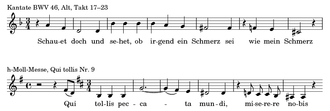 two lines of musical notation in comparison