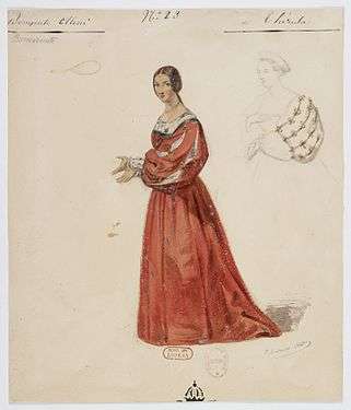 costume design for young woman in medieval dress