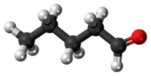 Ball-and-stick model of the pentanal molecule