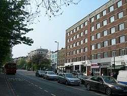 Pentonville Road, London, looking at a block of flats