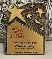 Photo of Planet Country's 2017 Award Trophy