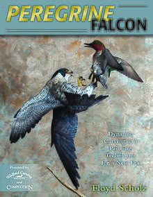 The cover of Peregrine Falcon: Dynamic Carving and Painting Techniques for a New Era by Floyd Scholz (Stackpole Books, 2014)