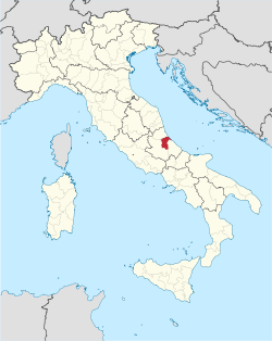 Map with the province of Pescara in Italy