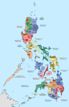 Political map of the Philippines showing its provinces and regions