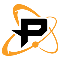 The logo for the Philadelphia Fusion features a stylized letter P with orbiting atoms in the team's colors.