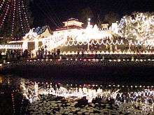 Pilana Temple at night time during a perahera festival season
