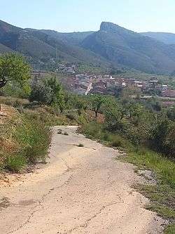 View of the village of Pinet, Vall d'Albaida, Valencia, Spain, from the west