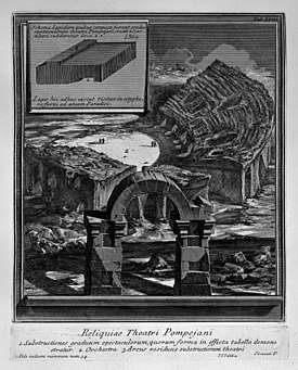A depiction of the ruins of the Theatre of Pompey, were the buildings on top of the structure to be removed