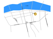 Modern map of the city of Tours showing the location of the amphitheatre.