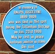 Plaque from the spot where Ralph Joscelyne was murdered.