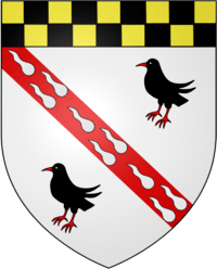 Family crest with two black birds