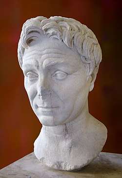 A marble bust of Pompey the Great, looking left
