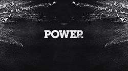 A dark montage with the name "Power" written on it, surrounded by a cloud of cocaine.