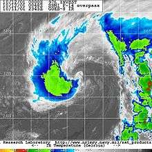 Enhanced infrared satellite image of the subtropical storm Karen