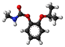 Ball-and-stick model of the propoxur molecule