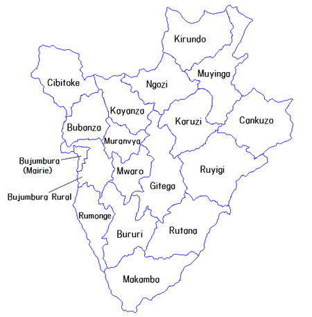Map of the provinces of Burundi