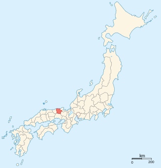 Map of Japan highlighting Tajima Province