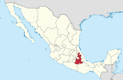 Map of Mexico with Puebla highlighted