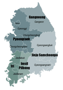 Pungmul activity regions in South Korea.png