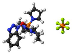 Ball-and-stick model of the component ions of PyBOP