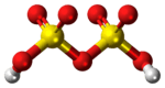 Ball and stick model of the disulfuric acid molecule