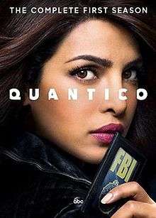 Quantico Season 1, Region 1 DVD box cover, depicting Priyanka Chopra holding an F.B.I. badge