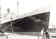 Black-and-white photo of ocean liner
