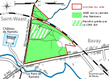 Map showing the boundaries of the site, the parcel classified in reserve within the site and other parcel managed by CPIE Bocage de l'Avesnois