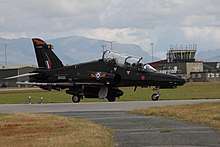 A BAE Hawk T2 of No. 4 Squadron at RAF Valley.