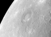 A photo of Mercury with Rachmaninoff crater centered