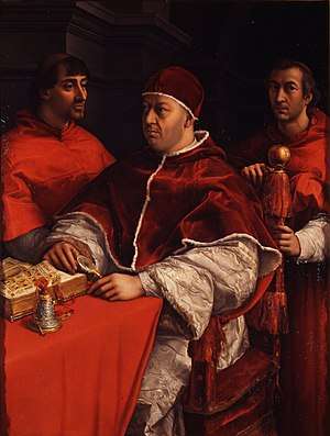 Raphael portrait of Pope Leo X and his two cousins