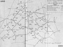 A map showing railroad traffic disruptions in the area of Army Group Center, August 1943.