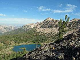 A photo of Payette Peak and Rendezvous Lake from Sand Mountain Pass