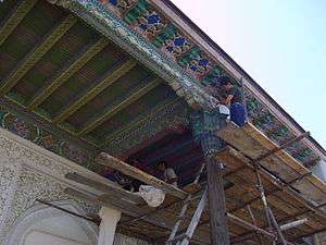 Restoration work being carried out on the Khudayar Khan Palace, Kokand, Uzbekistan, in 2008