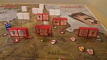 A set up of Richard III, a block wargame from Columbia Games.