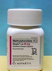 A bottle of methylphenidate tablets