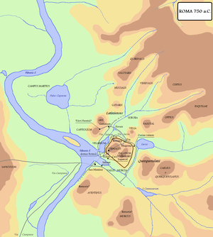 Map showing Rome under the rule of Romulus