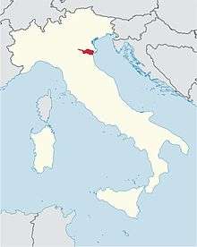 locator map for diocese of Ferrara in northeast Italy