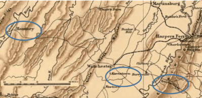 Old Civil War map of northwestern Virginia