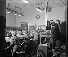 WAAF teleprinter operators at work in the signals centre at RAF Pitreavie Castle during the Second World War.