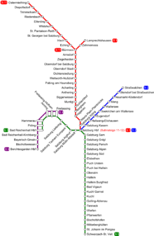 Salzburg S-Bahn network plan.
