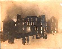 Picture of the 1929 fire in the original building.