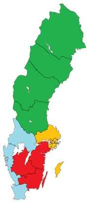 Clickable image map showing the geographic boundaries of administrative courts and administrative courts of appeal in Sweden.