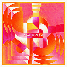 A series of orange and purple gradient curves intersecting with the title "BEAK & CLAW" written in white in the middle.