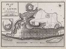 A map depicting the town of St. Louis in the 1790s