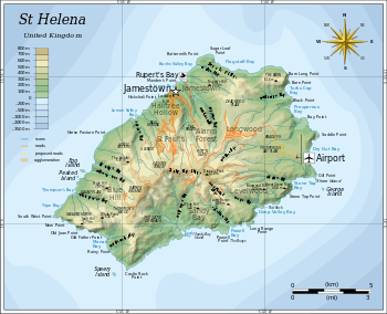 Location of the airport on St Helena