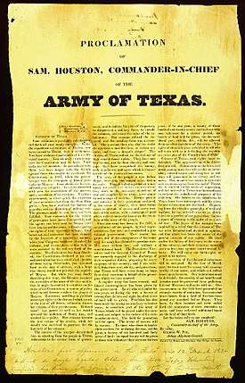 Sam Houston army recruitment proclamation December 12, 1835