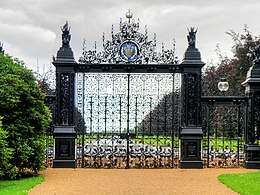 pair of large gates in black wrought iron